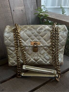 Kurt Geiger Medium Size London Brixton Quilted Leather Lock Bag